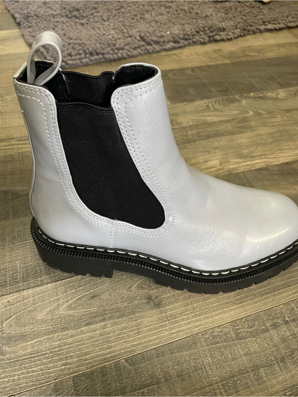 Circus by Sam Edelman light Blue patent leather Chelsea Boot with Black Elastic